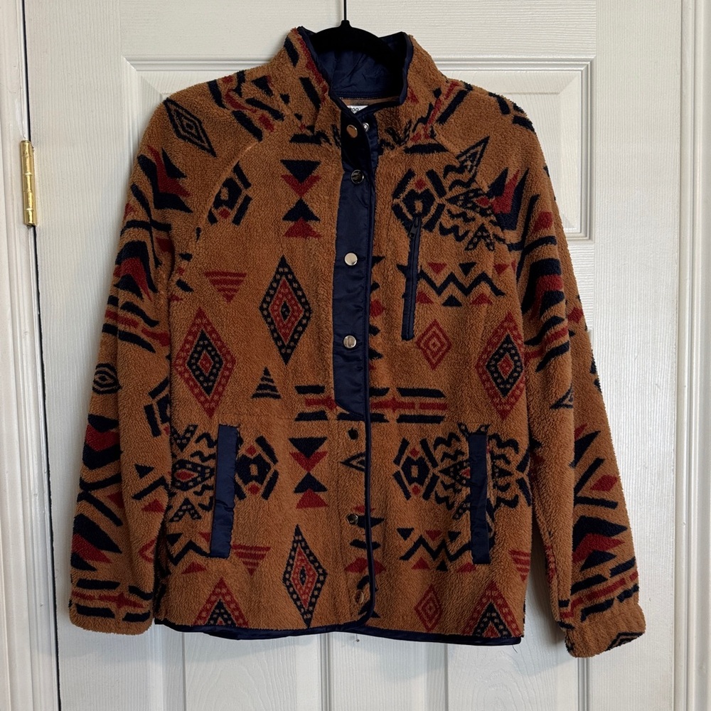 Zeagoo Women’s Tribal Pattern Jacket - Brown and Navy size S